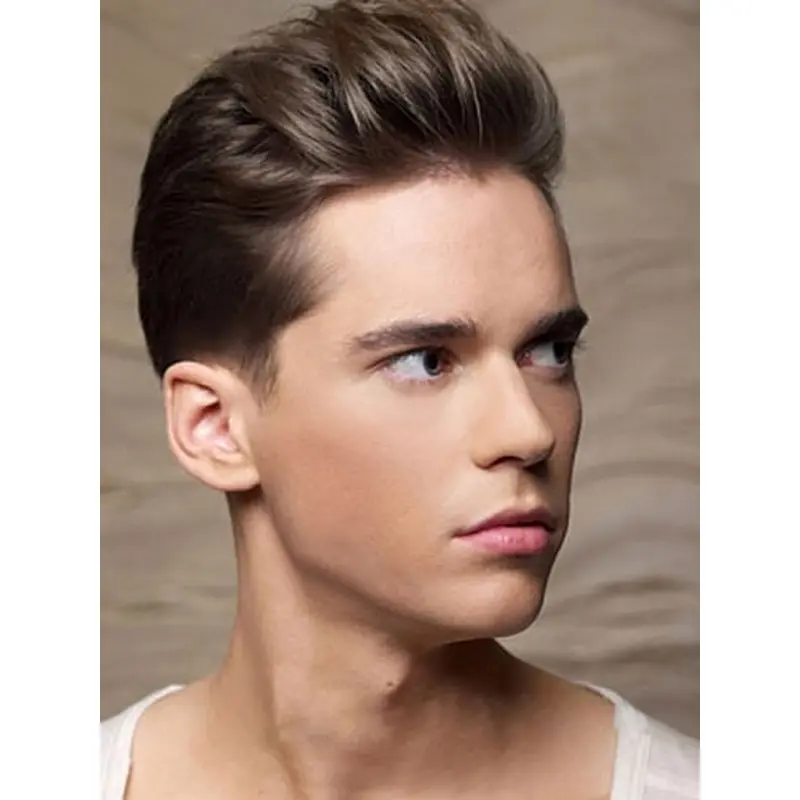 Exquisite Brown Straight Cropped Men Wigs