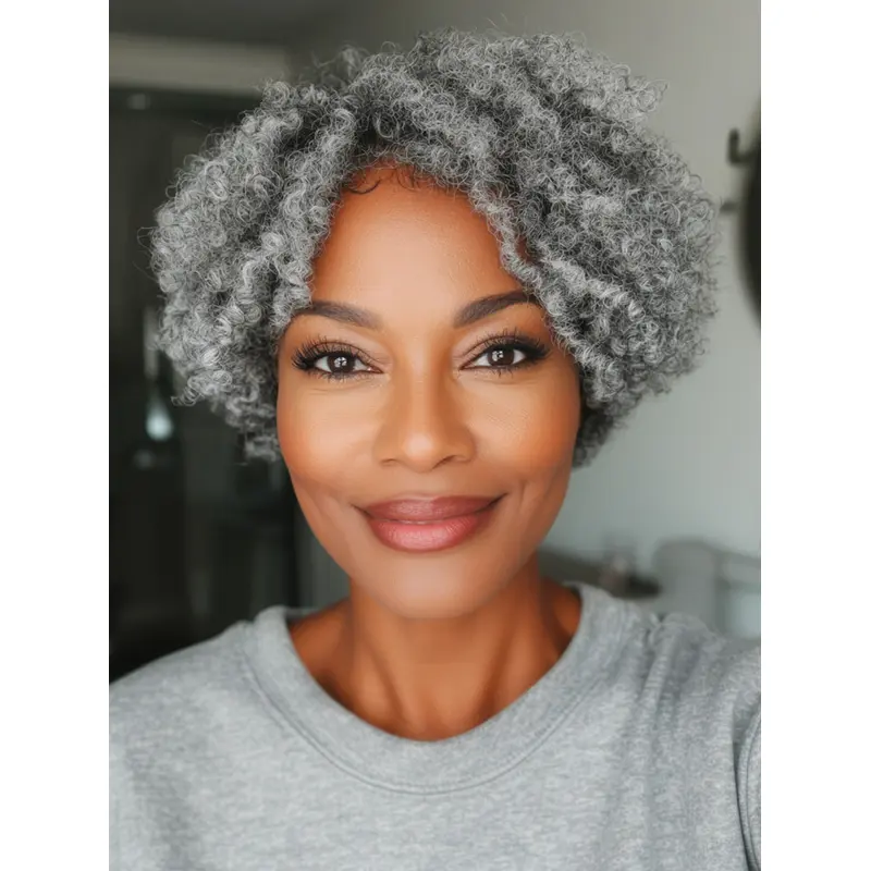 Gray Wigs African American Bobs Short Kinky Wigs