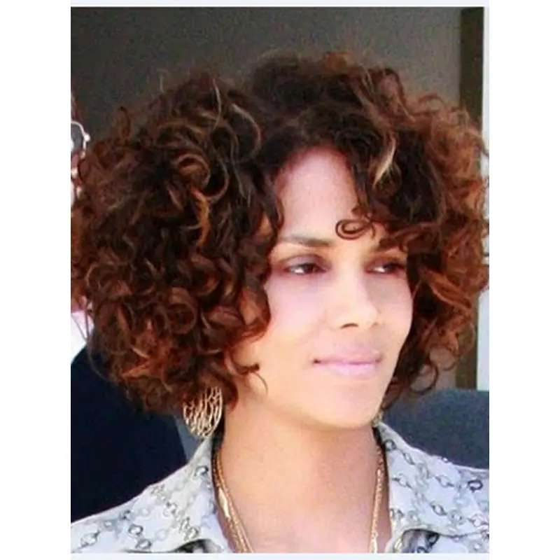 Halle Berry Voluminous and Vivacious Short Curly Lace Human Hair wig