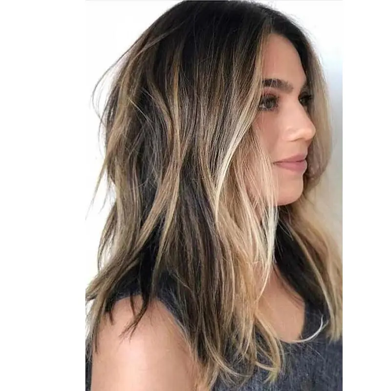 Lacewigs Shoulder Length Wavy Wigs Without Bangs Synthetic Wigs