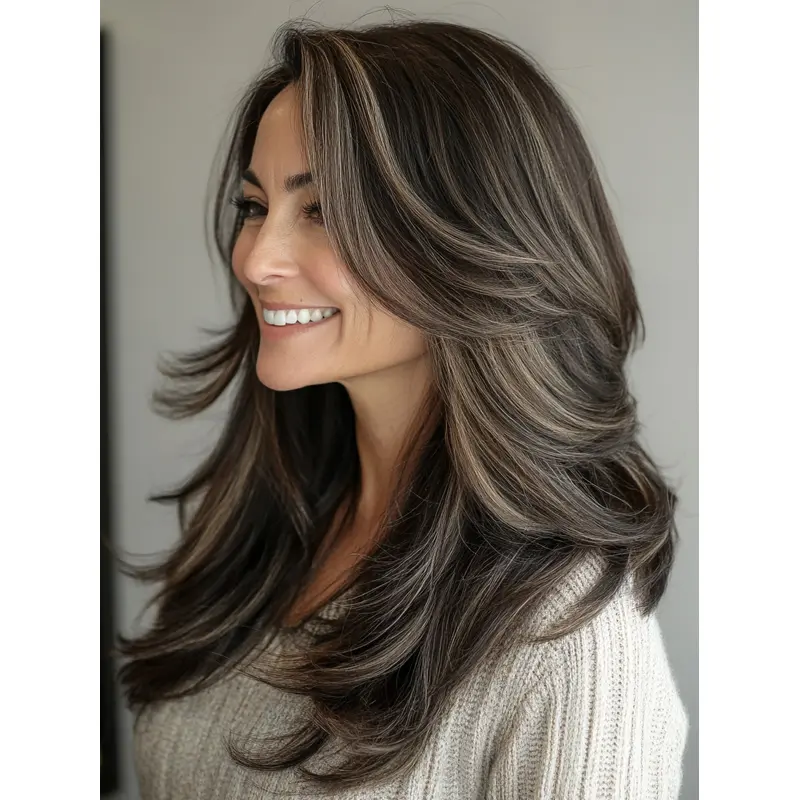 Long Wavy Wig Remy Human Hair 20" Ombre/2 tone Layered Wigs