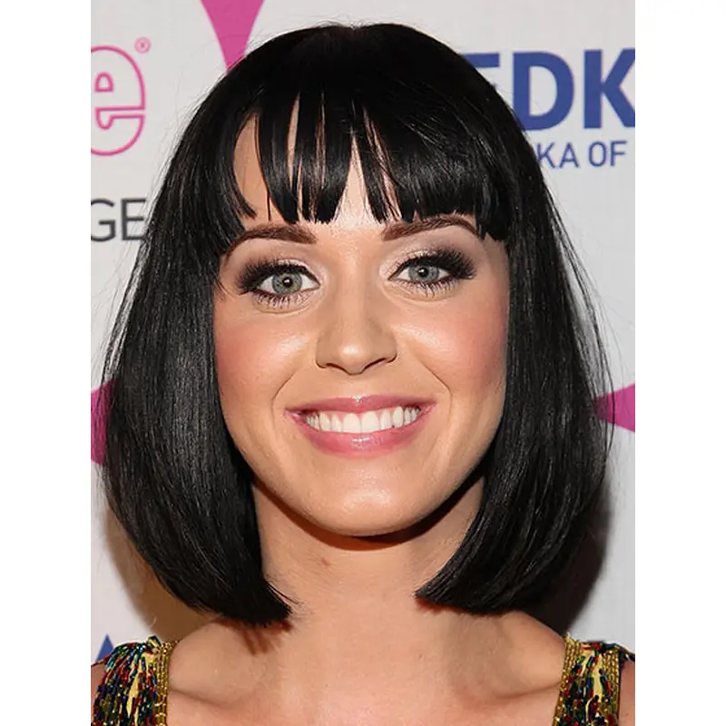 Perfect Black Straight Chin Length Katy Perry Wigs