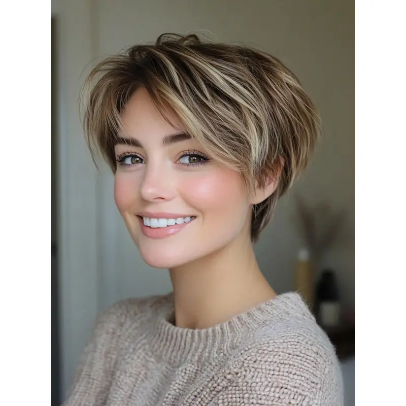 Short Haired Wigs 8" Ombre/2 Tone Monofilament Boycuts Straight Wigs