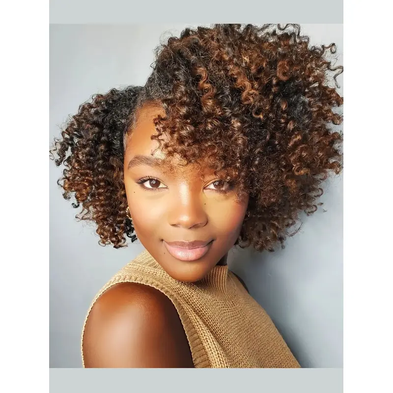 Short Wigs For African American Remy Human Hair Without Bangs Ombre/2 Tone Wigs