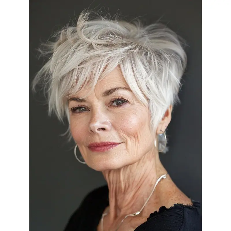 White Wig Short Monofilament 6" Straight Wigs