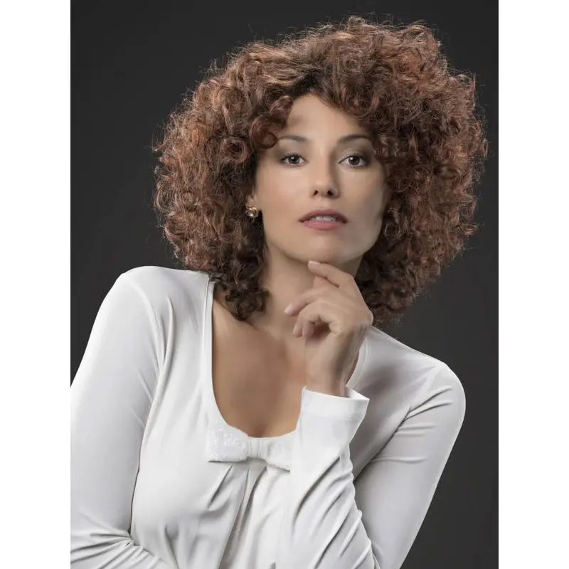 14" Shoulder Length Curly Auburn Lace Front Wigs Ladies