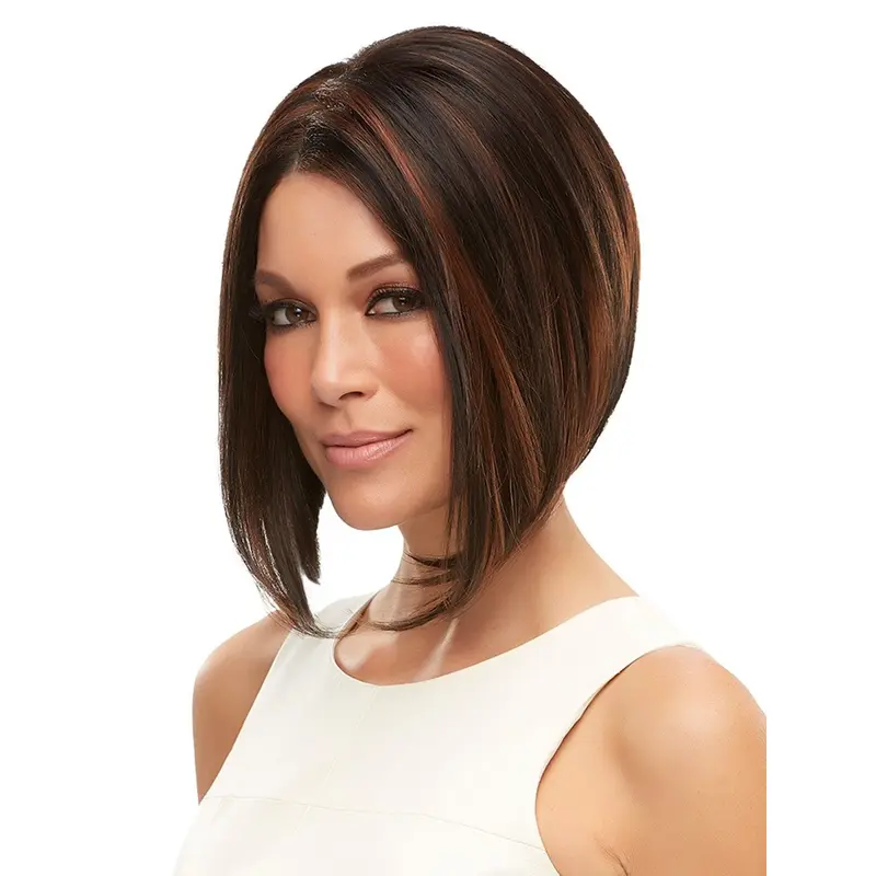 Chin Length Brown Without Bangs Synthetic Wigs