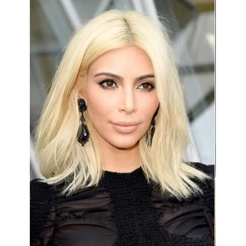 Lace Front 14" Straight Blonde Shoulder Length Remy Human Hair Kim Kardashian Wigs
