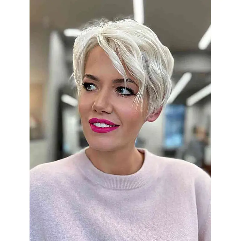 Short Hair Wigs Women's Wavy Synthetic Boycuts Wig Short Wigs