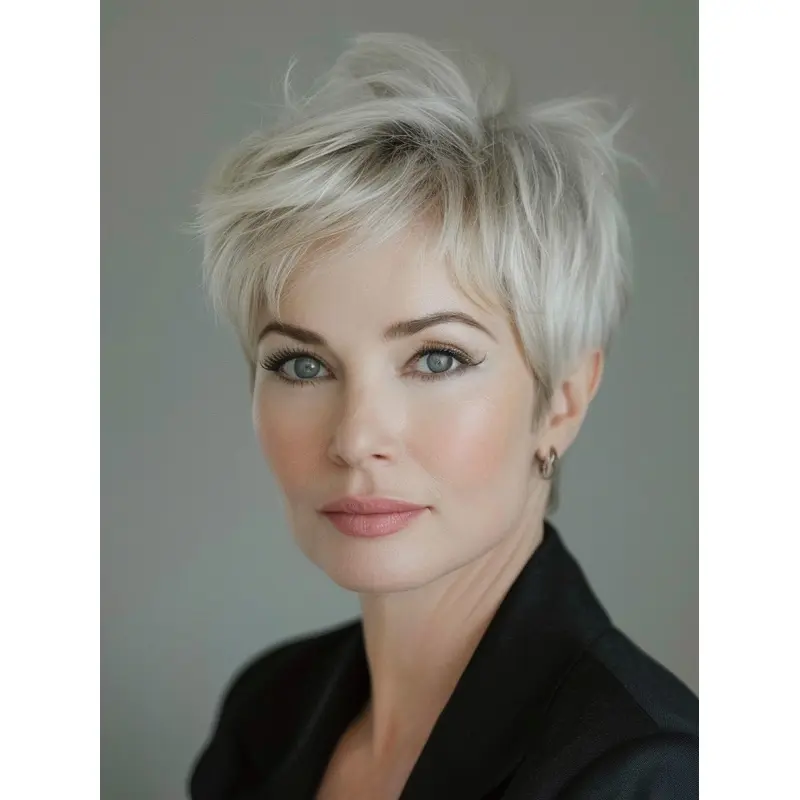 Short Synthetic Wigs Straight Boycuts White Monofilament 6" Wigs