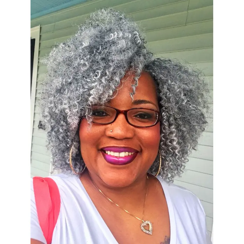 African American Human Wigs Chin Length With Bangs Monofilament Wigs