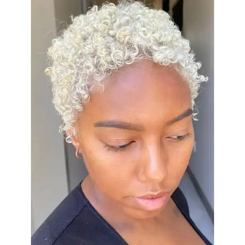 Grey African American Wigs White Kinky Lace Front Wigs