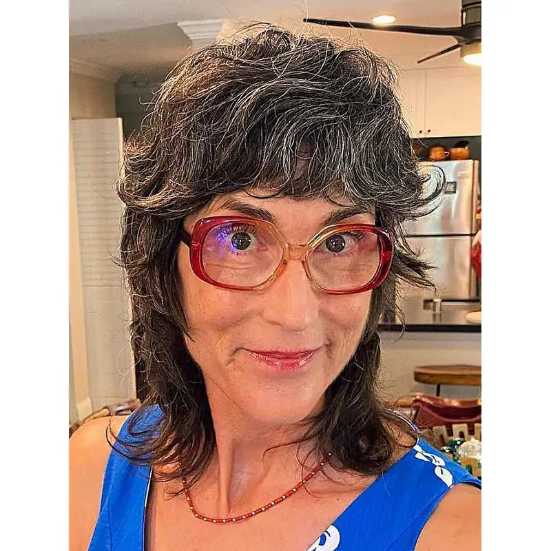 Grey Ombre Wig With Bangs 14" Wavy Synthetic Wigs