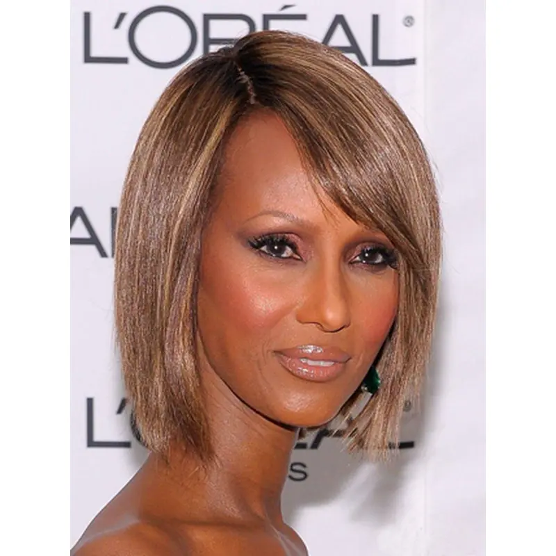 man Hairstyle Short Bob 100% Human Hair Mixed Color Lace Front Wigs