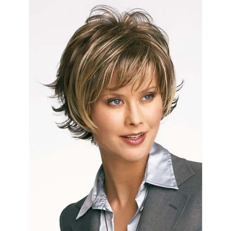 Brown High Quality Layered Wavy Short Wigs