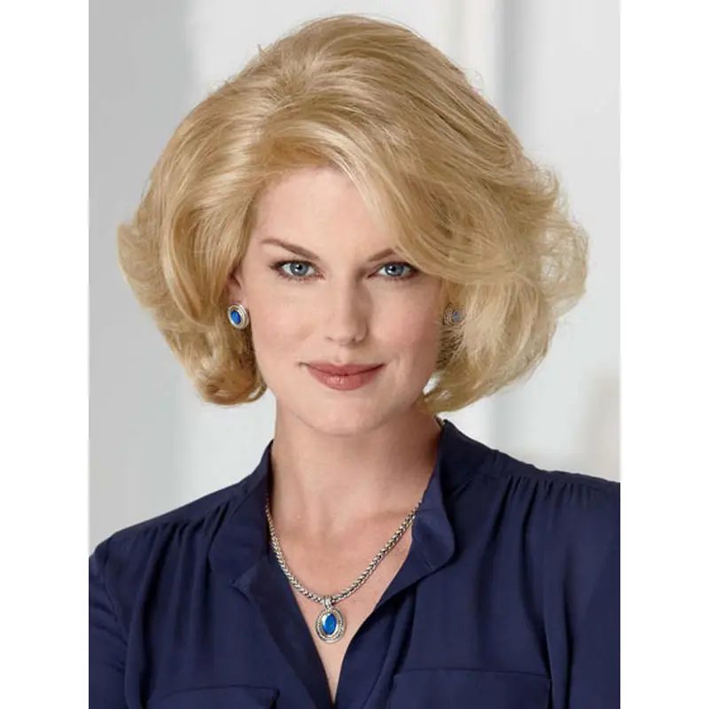 Glamorous Blonde Wavy Chin Length Classic Wigs
