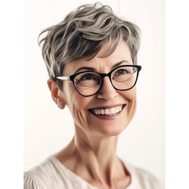 Grey Color Wigs Wavy 4" Monofilament Cropped Wigs