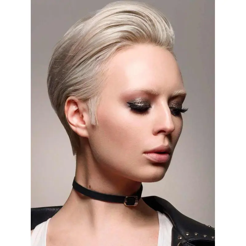 Short White Human Hair Wigs Lace Front 4" Straight Wigs