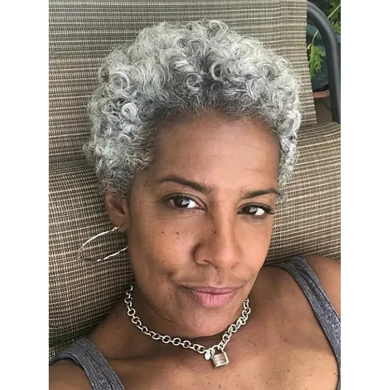 African American 100 Human Hair Wigs 4" Boycuts Kinky Wigs