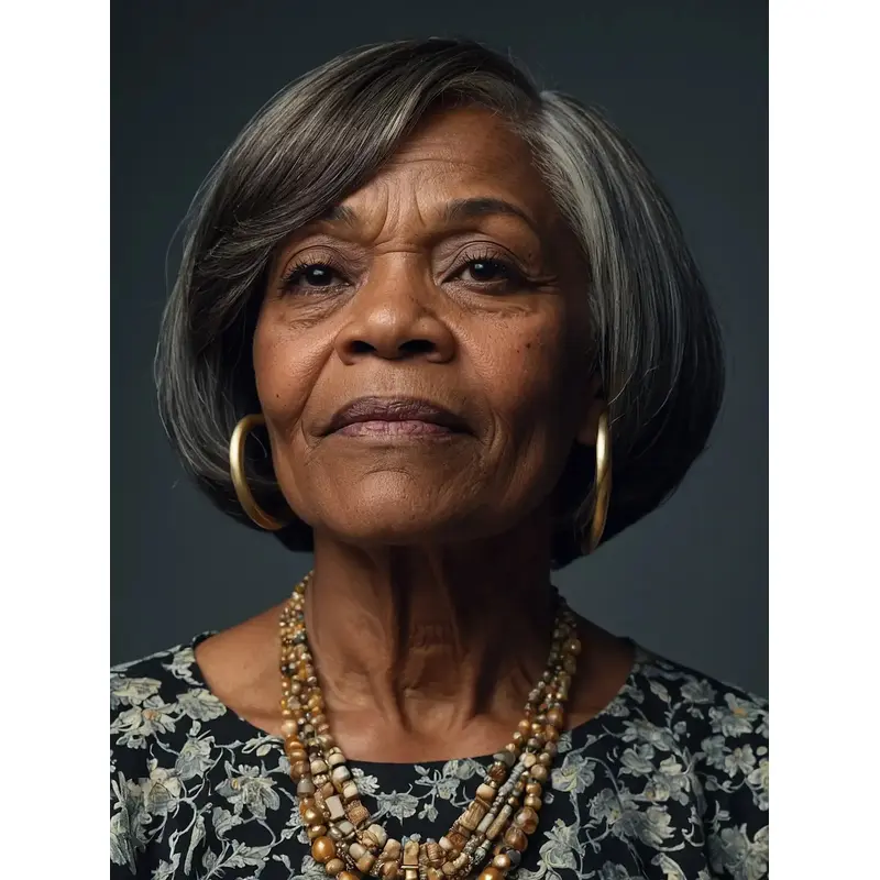African American Gray Hair Wigs Bobs Chin Length Straight Wigs