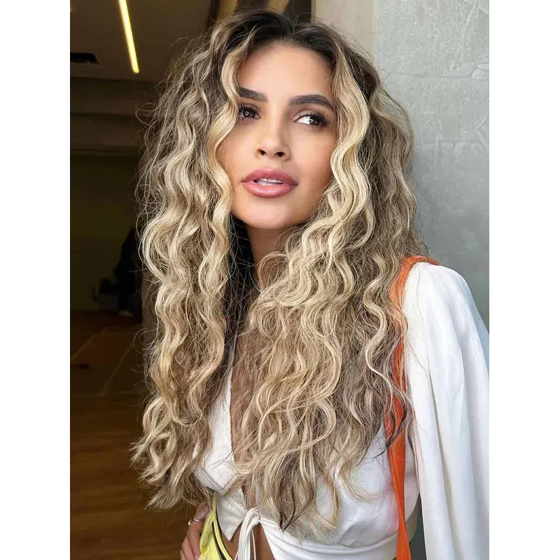 Curly Long Wigs 24" Lace Front Without Bangs Wigs