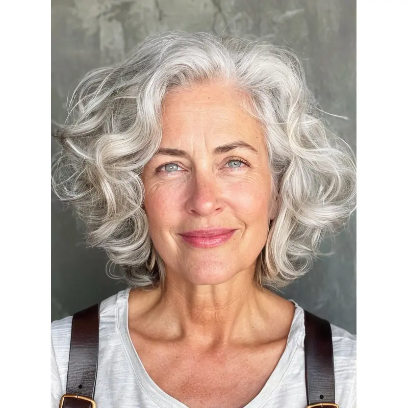 Short Human Hair Lace Wigs Grey 10" Wigs