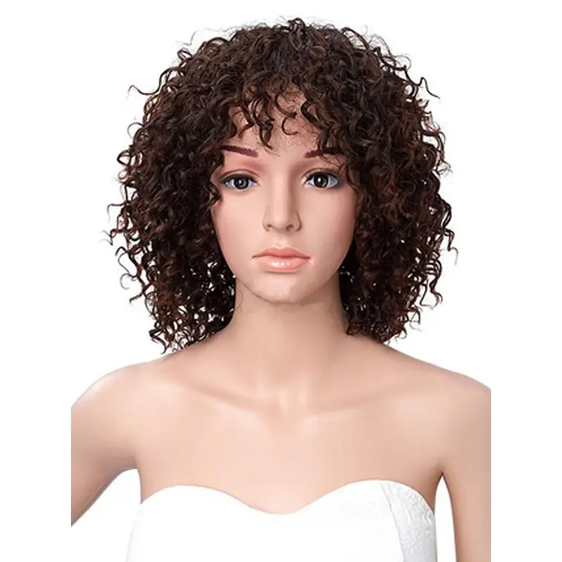 Short Kinky Curly African American Lace Front Human Wigs 14 Inches