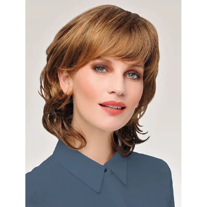 Wavy Chin Length Affordable Synthetic Auburn Monofilament Wigs