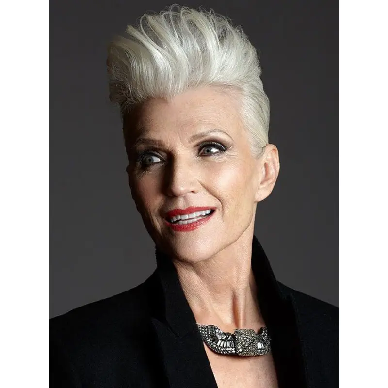 White Hair Wigs Short Monofilament Remy Human Hair Wigs