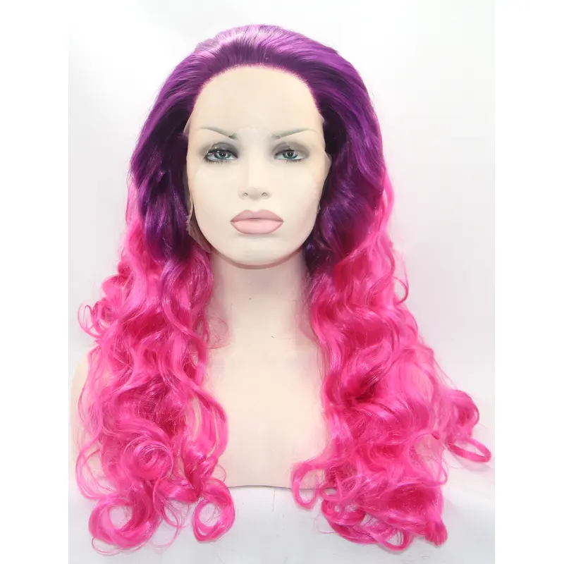 17" Curly Synthetic Ombre/2 Tone Without Bangs Long Lace Front Wigs