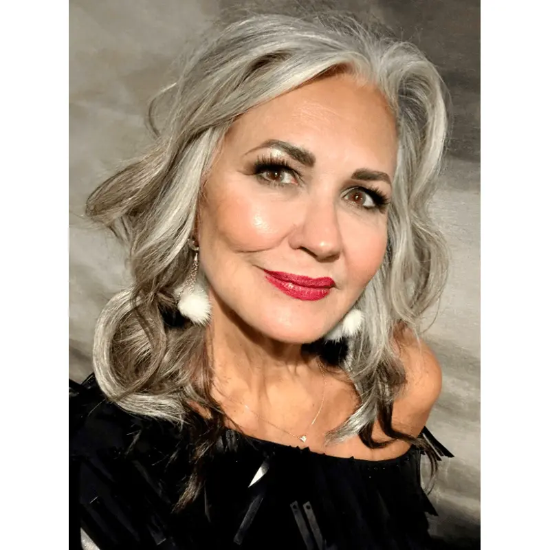 Grey Colored Wigs Monofilament Wavy Long 16" Layered Wigs