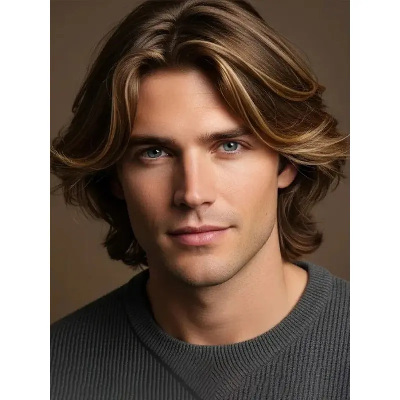 Male Wig Layered Ombre Tone Lace Front Wavy Wigs
