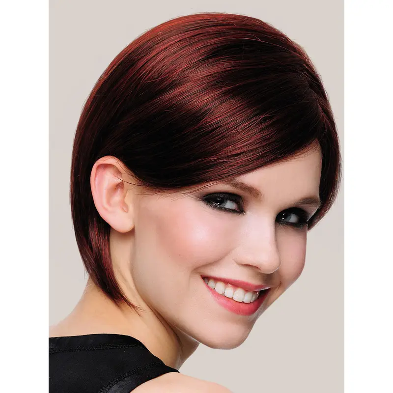 Comfortable 10" Chin Length Straight Auburn Bob Wigs