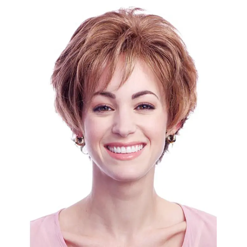 Popular Auburn Wavy Short Glueless Lace Front Wigs