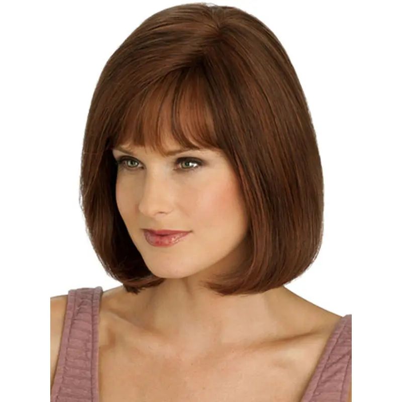 Shining Monofilament Straight Chin Length Full Lace Wigs For Cancer