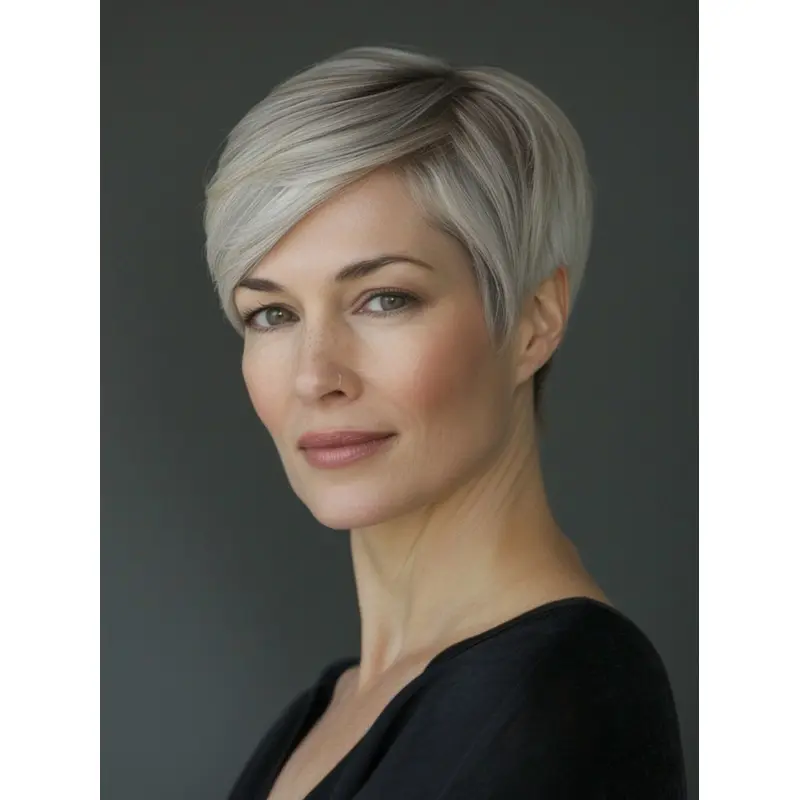 Short Real Hair Wigs White Boycuts Straight 6" Monofilament Wigs