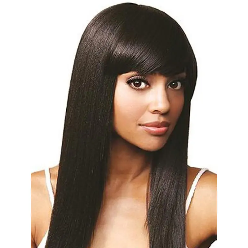 Easeful Black Straight Long Human Hair Lace Front Wigs