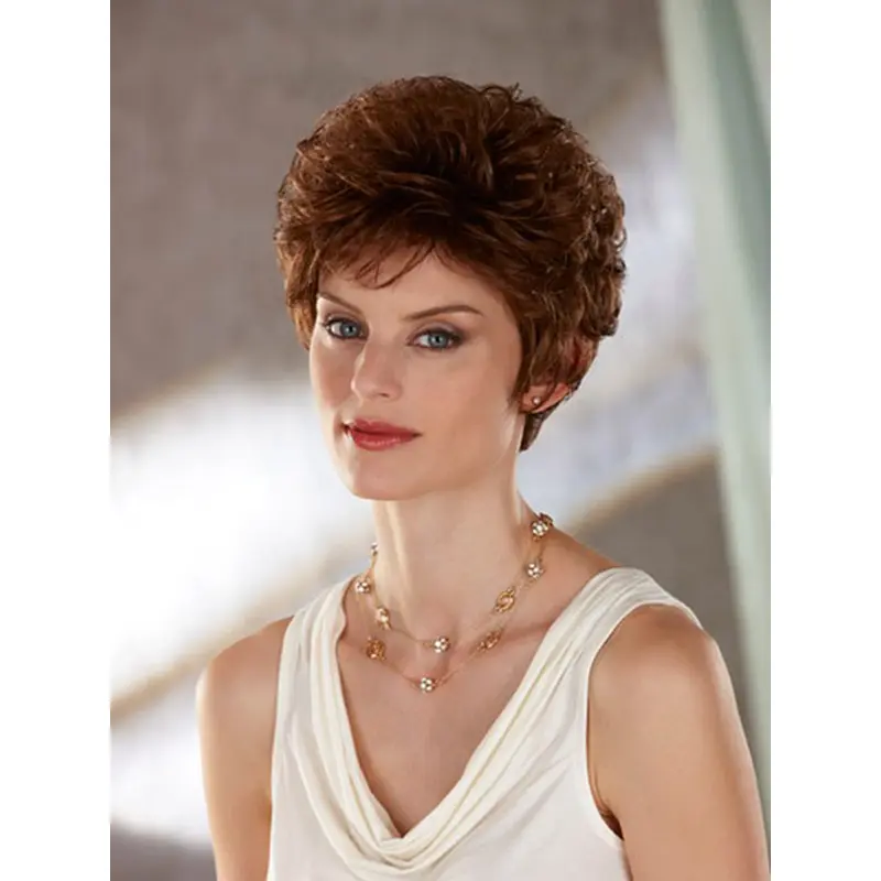 Ideal Auburn Wavy Short Classic Wigs