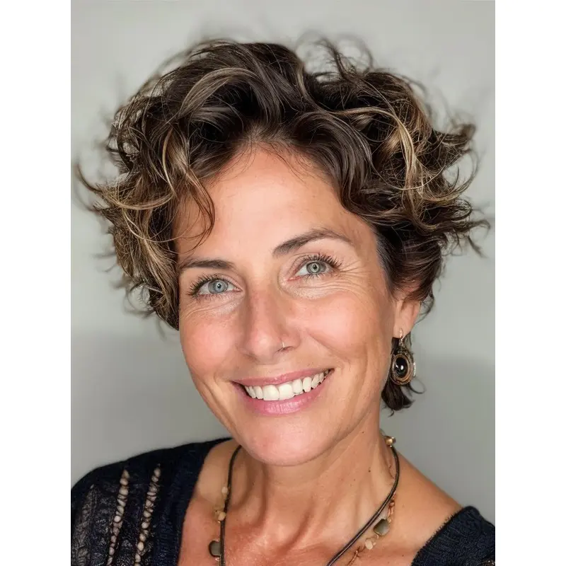 Ladies Wigs Short Styles 6" Curly Monofilament Wigs