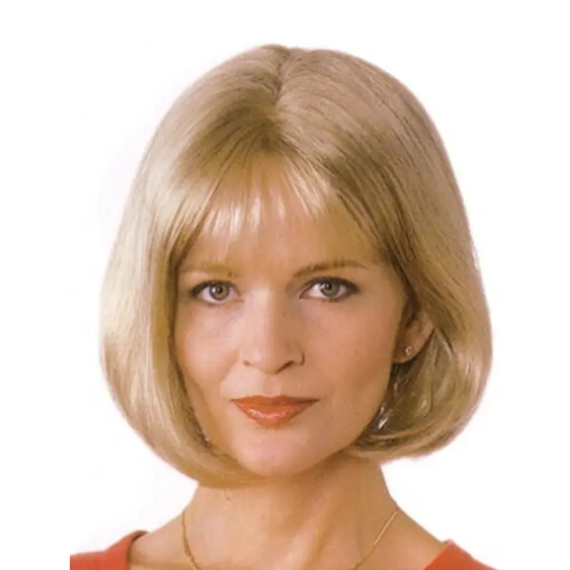 Mature Blonde Monofilament Chin Length Bob Wigs