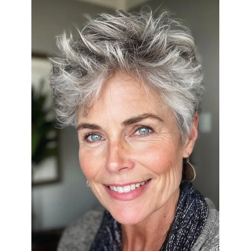 Short Grey Wigs For Older Ladies Lace Front 4" Wavy Wigs