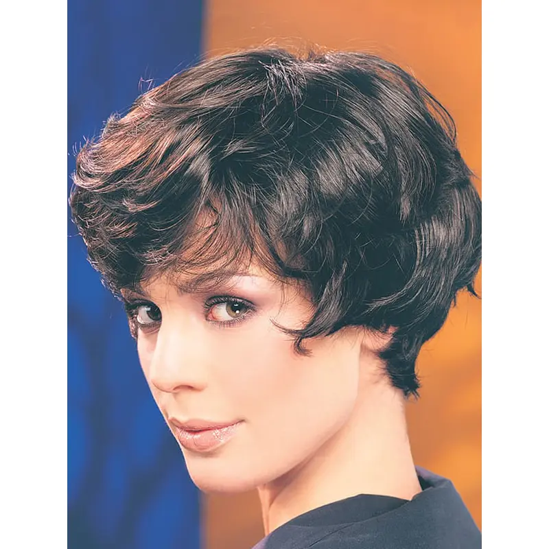 Synthetic Cropped Wavy Black Comfortable Classic Wigs