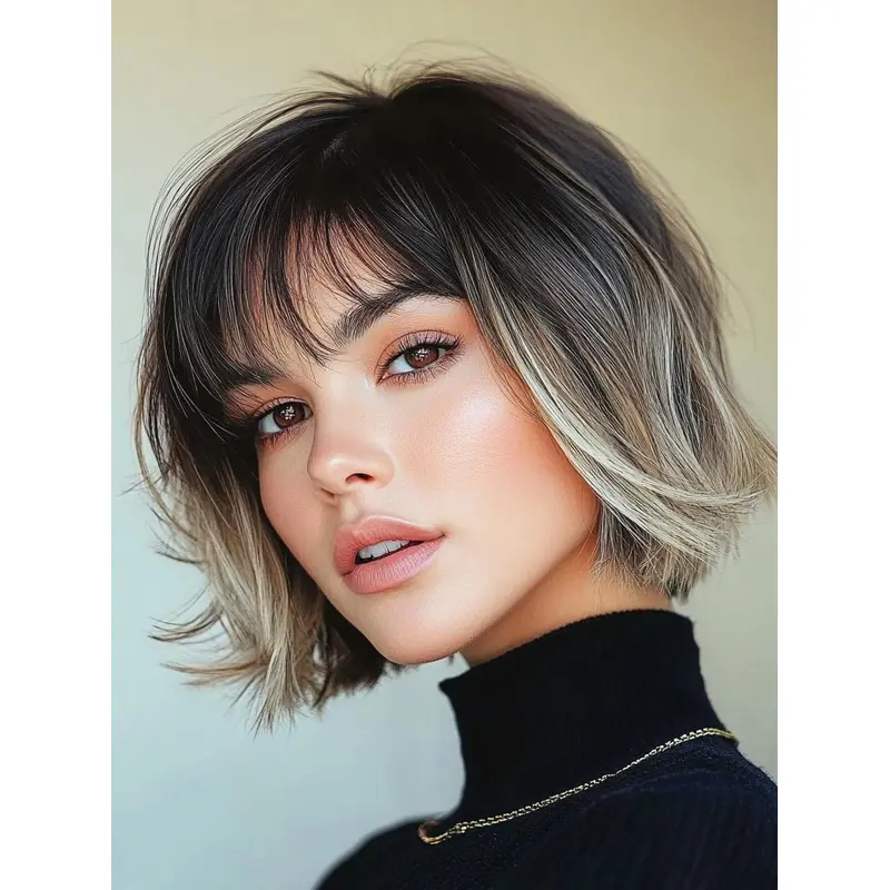 Wig Short Hair Monofilament Bobs Synthetic 8" Ombre/2 Tone Wigs