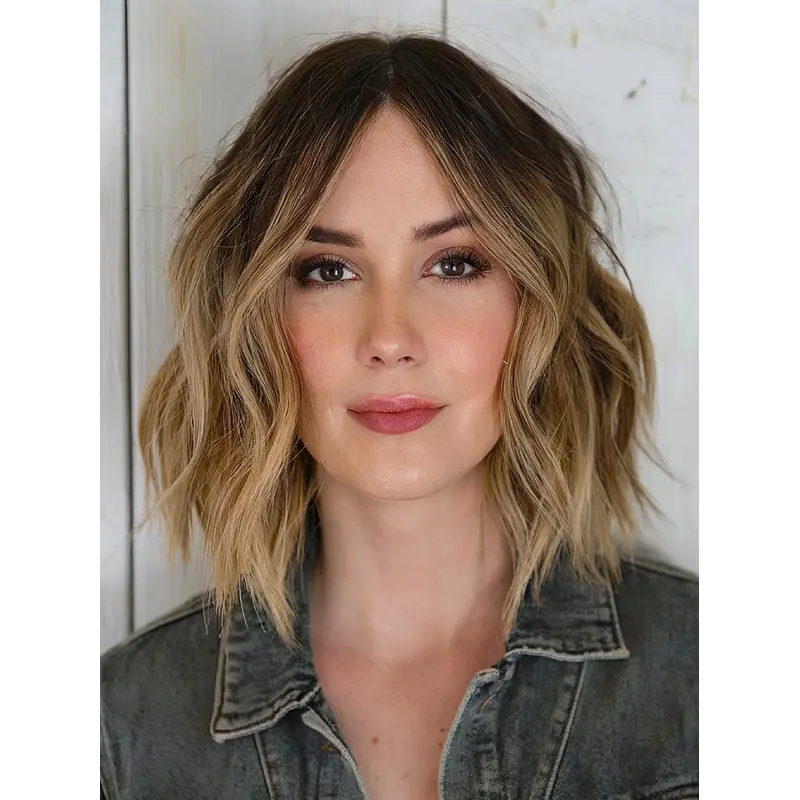 Bob Hairstyle Wigs Layered 12" Wavy Shoulder Length Wigs