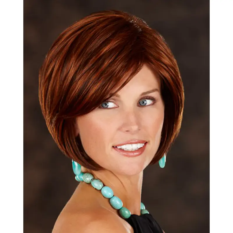 Preferential Auburn Straight Chin Length Wigs