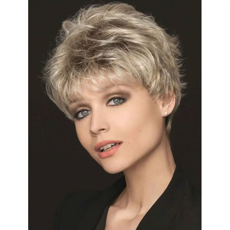 Straight Capless Blonde Synthetic Ladies Silver Short Wigs
