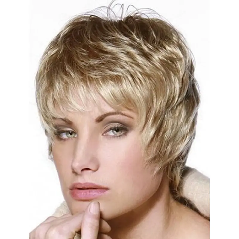 Blonde Straight Remy Human Hair Stylish Short Wigs