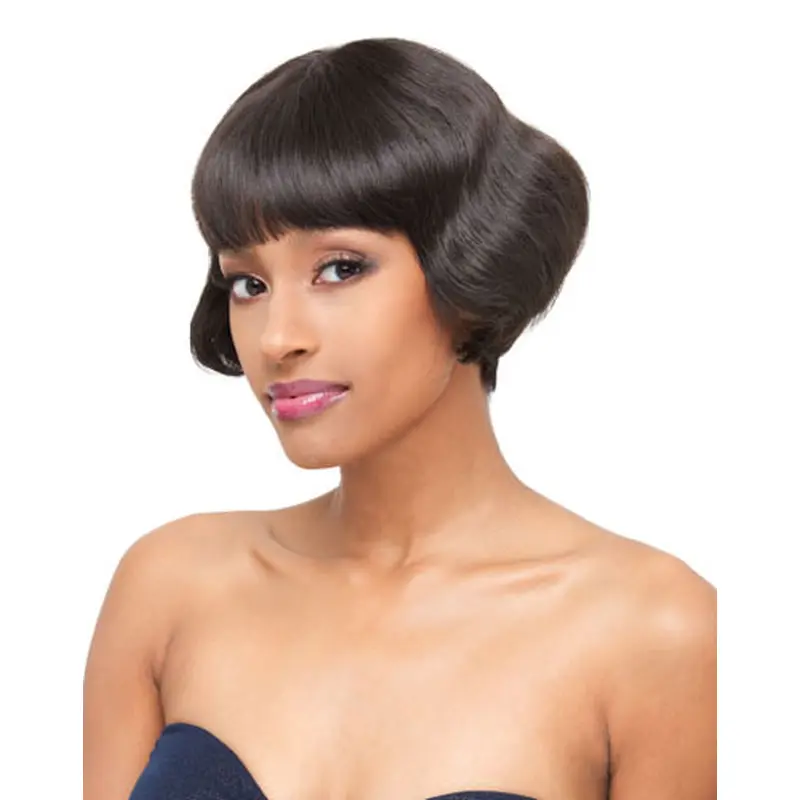 Brown Polite With Bangs Straight Short Wigs