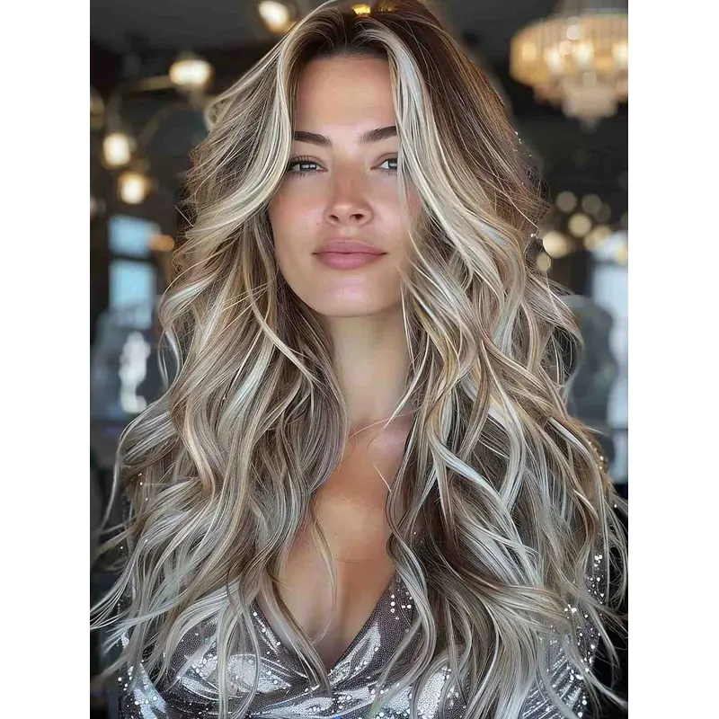 Long Wavy Wigs Remy Human Hair 22" Ombre/2 tone Layered Wigs