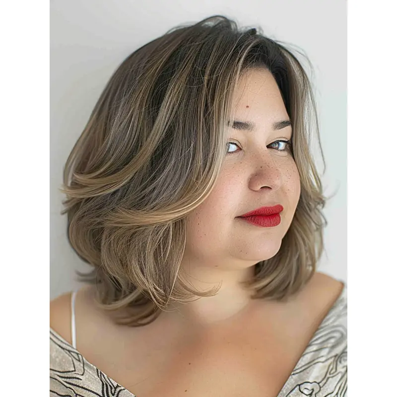 Medium Length Gray Wig Wavy 12" Shoulder Length Layered Wigs